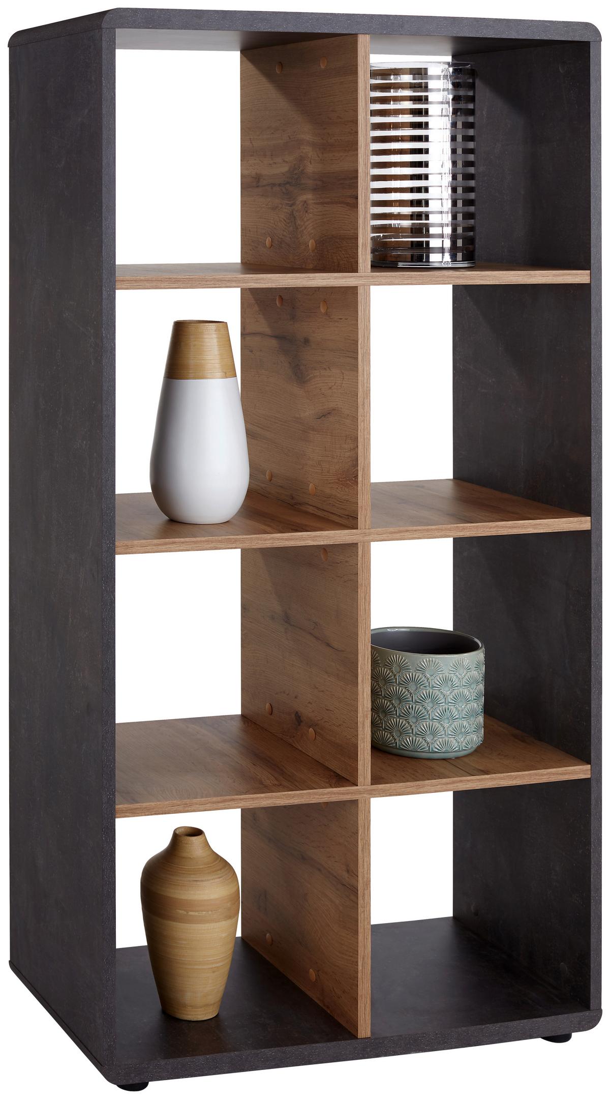 Regal Fontana Ftr02 - temno siva/barve hrasta, Moderno, leseni material (73,2/145/35cm) - Mömax