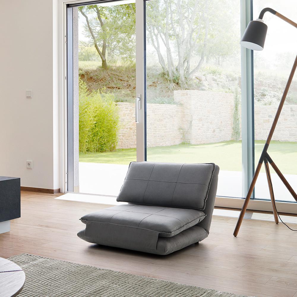 Schlafsessel Eni Grau Webstoff - Schwarz/Grau, MODERN, Kunststoff/Textil (73/56/72cm) - Bessagi Home