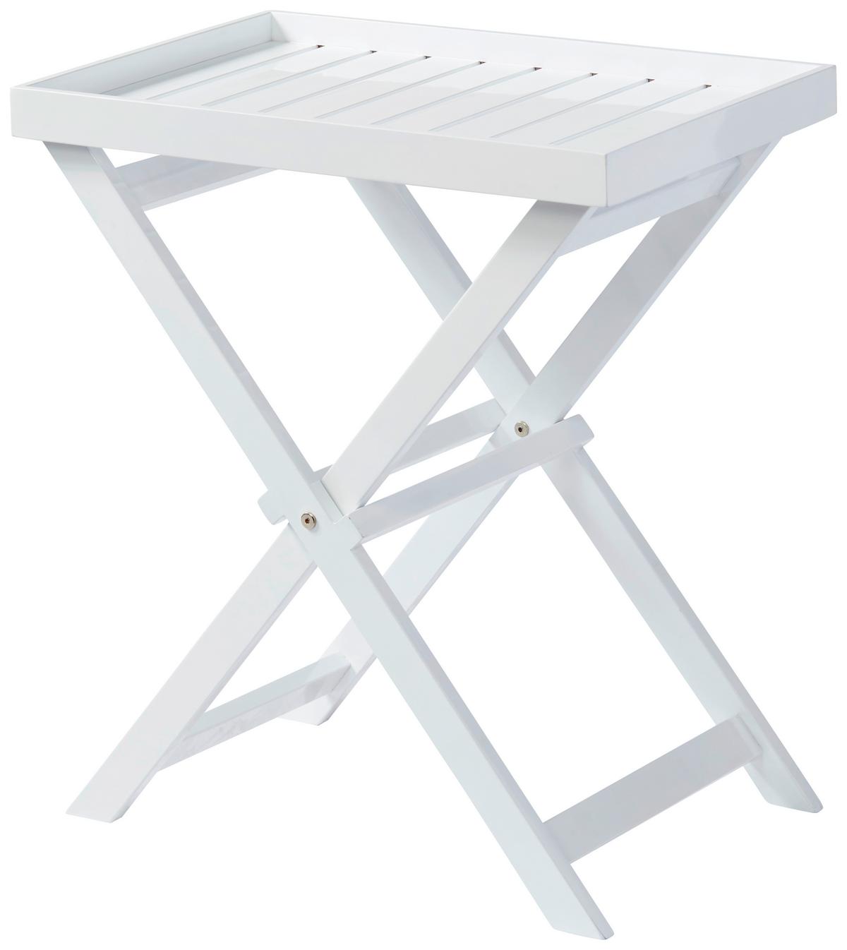 Tabletttisch Tray Table Weiß Hochglanz - Weiß Hochglanz, KONVENTIONELL, Holz (60/40/65cm) - MID.YOU