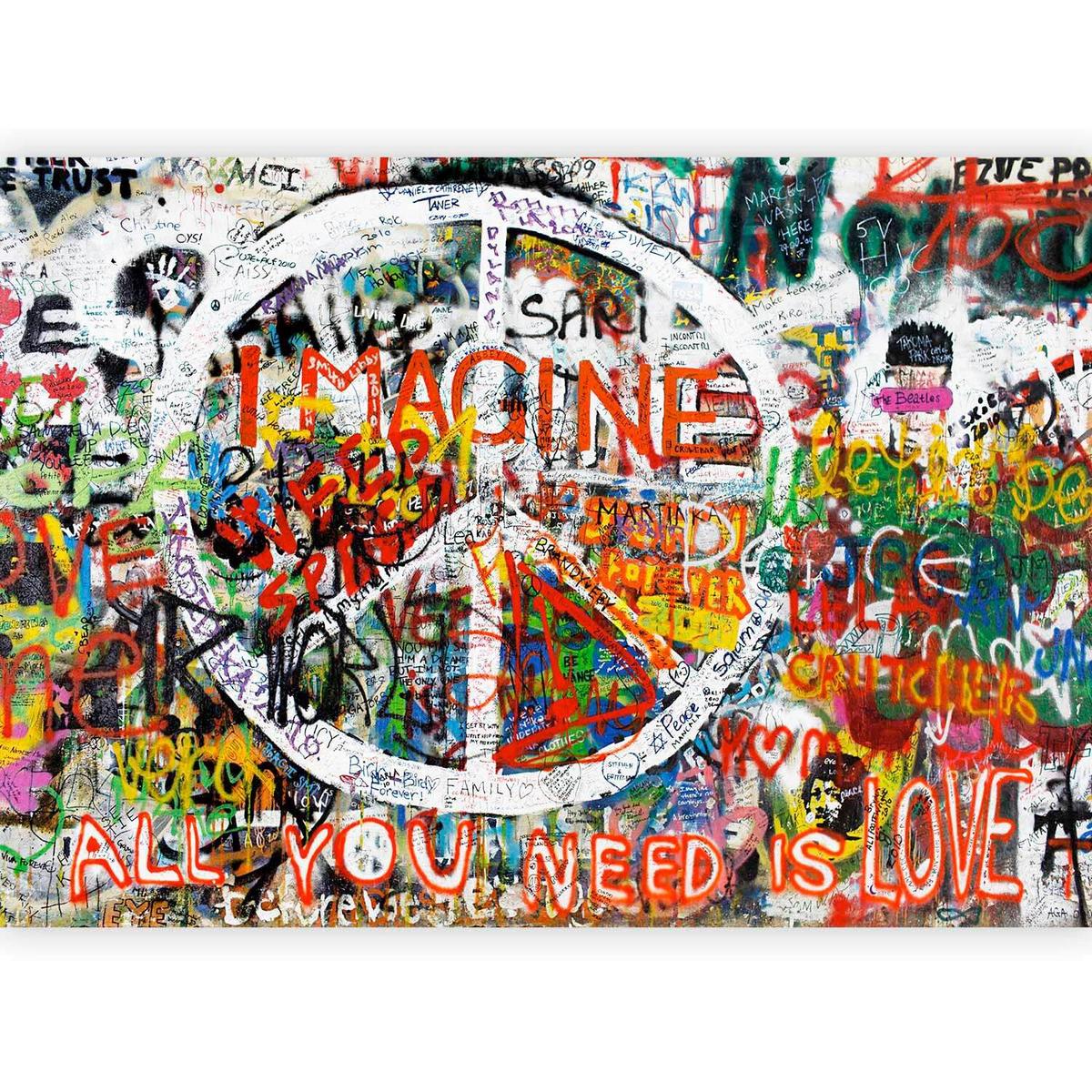 Fototapeta Hippie Graffiti, 300x210cm - večbarvno, Trendi, tekstil (300/210cm) - artgeist
