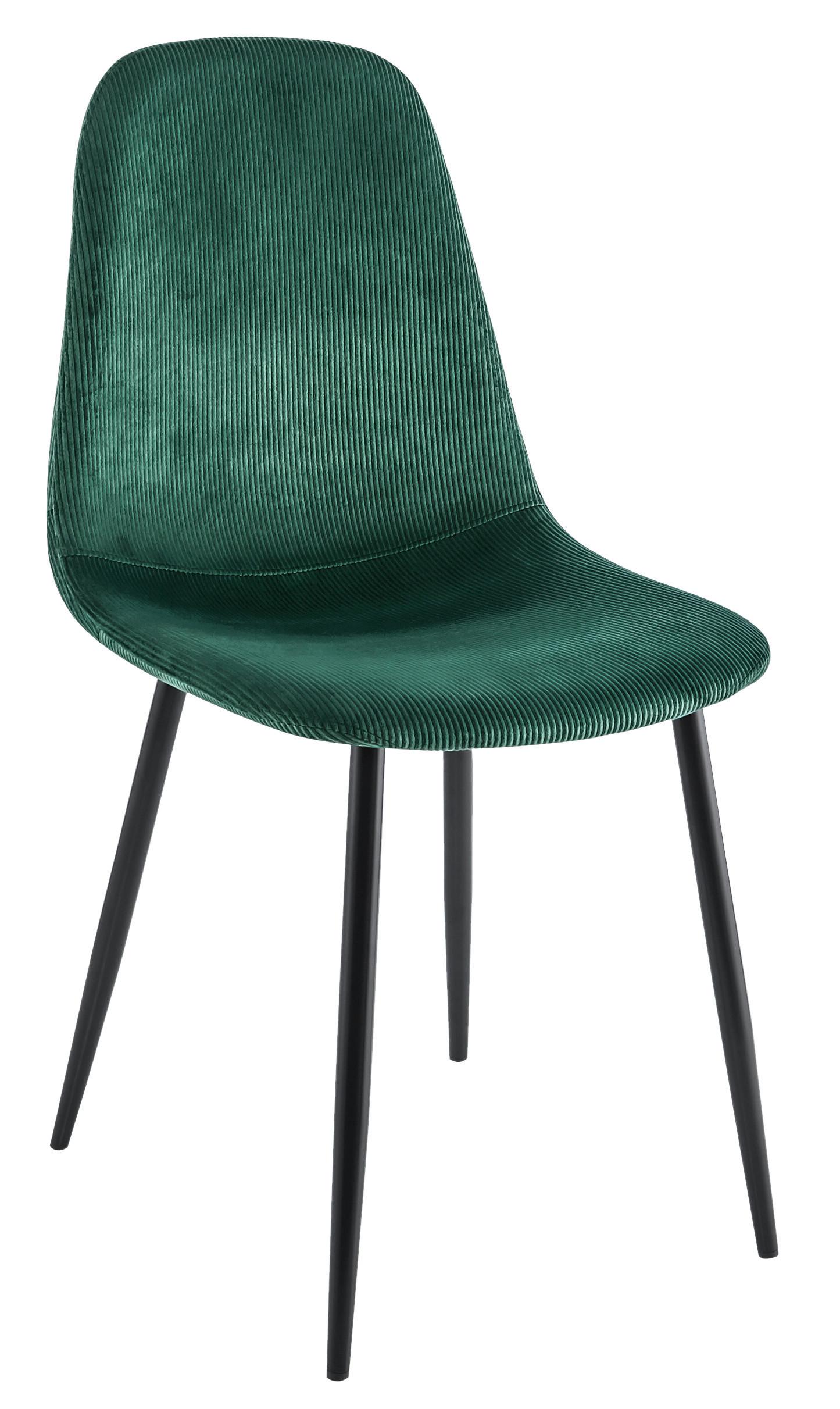 Stuhl aus Kord in Grün/Schwarz - Schwarz/Grün, MODERN, Textil/Metall (44,5/86,5/54cm) - Based