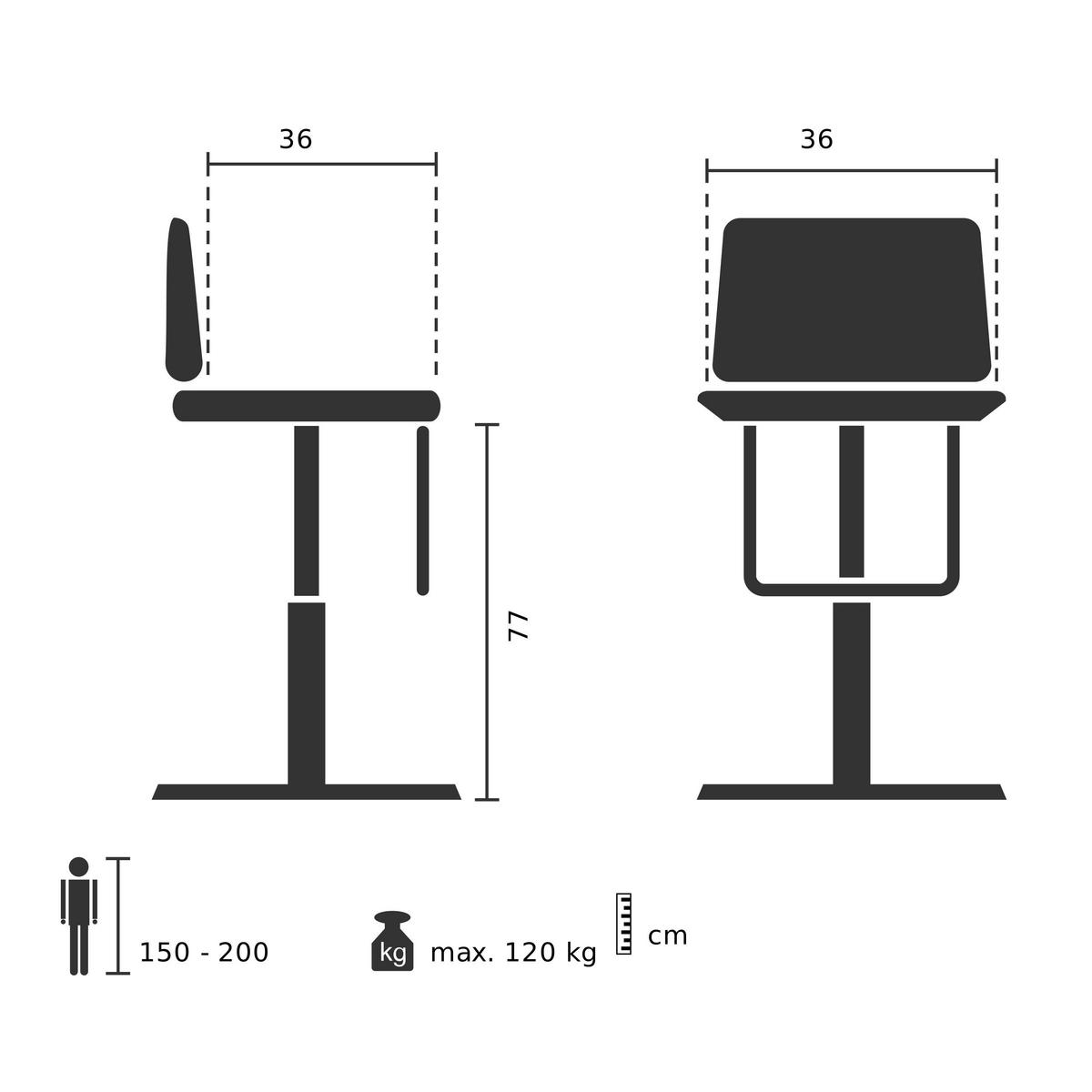 Barski Stol Lonso 10, Črna - črna, Basics, kovina/tekstil (47/82/49cm) - MID.YOU