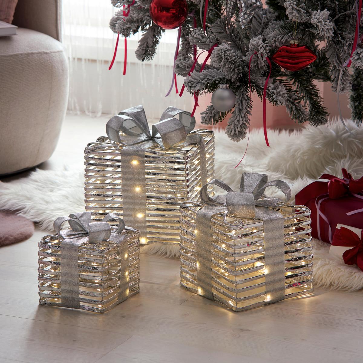Geschenkboxenset Noel Silberfarben - Silberfarben, Basics, Kunststoff/Metall