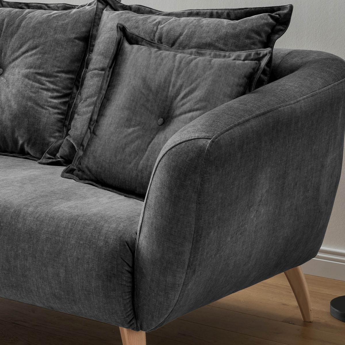 Wohnlandschaft Baggio Grau Velours - Buchefarben/Grau, MODERN, Holz/Textil (162/277cm) - Livetastic
