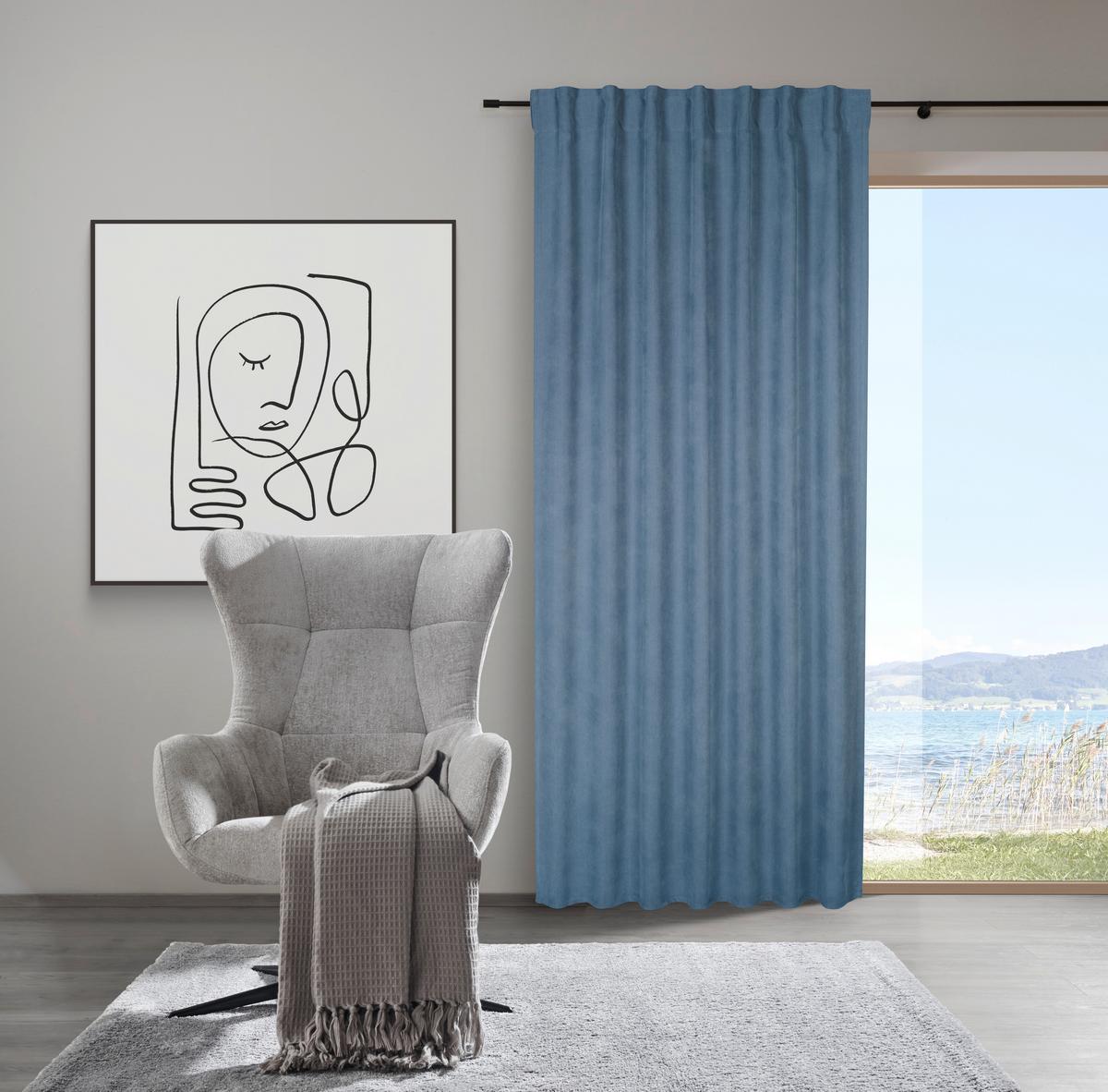 Készfüggöny Linus 140/255 - kék, Design, textil (140/255cm) - Premium Living