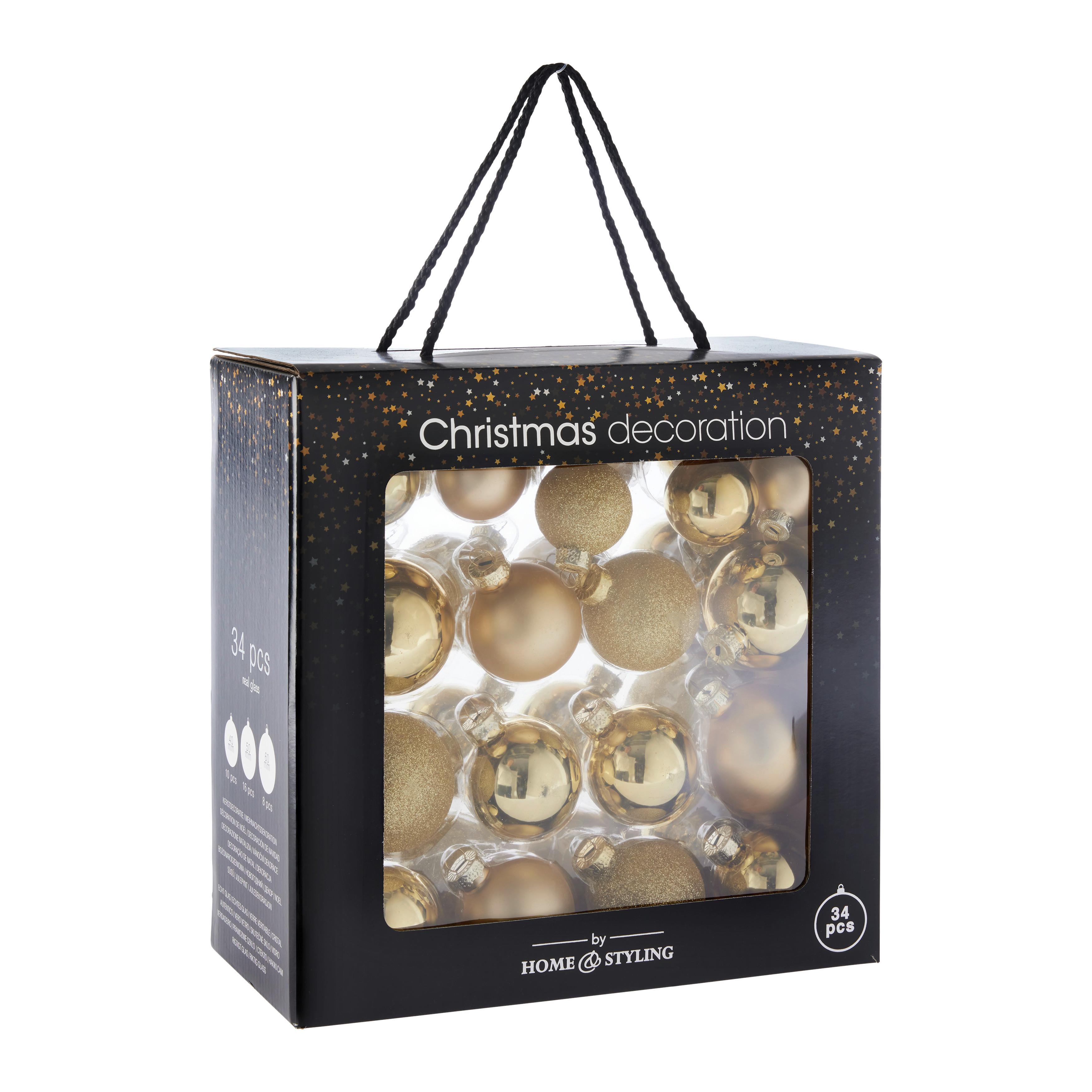 Christbaumkugel-Set Gabriel Goldfarben, 34-teilig - Goldfarben, KONVENTIONELL, Glas - Modern Living