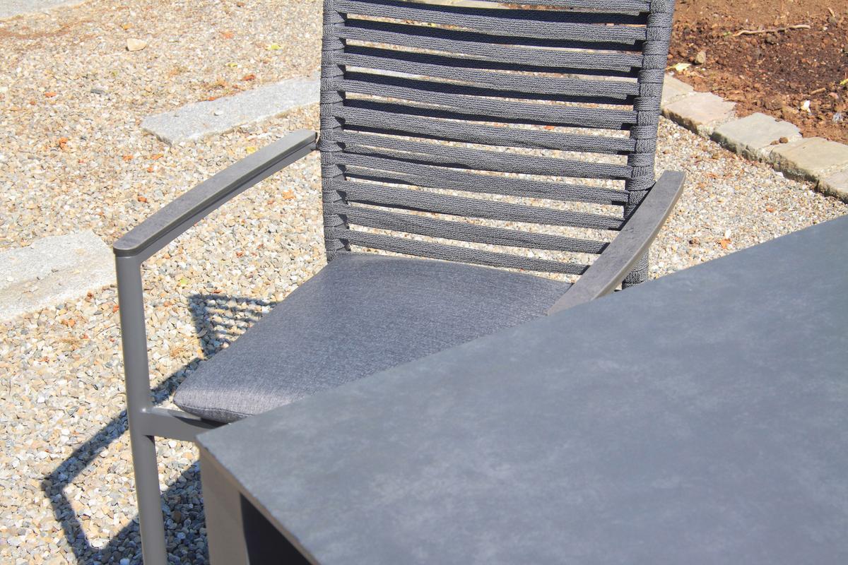 Gartenset 5-tlg. Metall/Glas/ Textil/Kunststof/Holzwerkstoff - Dunkelgrau/Anthrazit, Basics, Glas/Holzwerkstoff (180+60/100/74cm) - Acamp