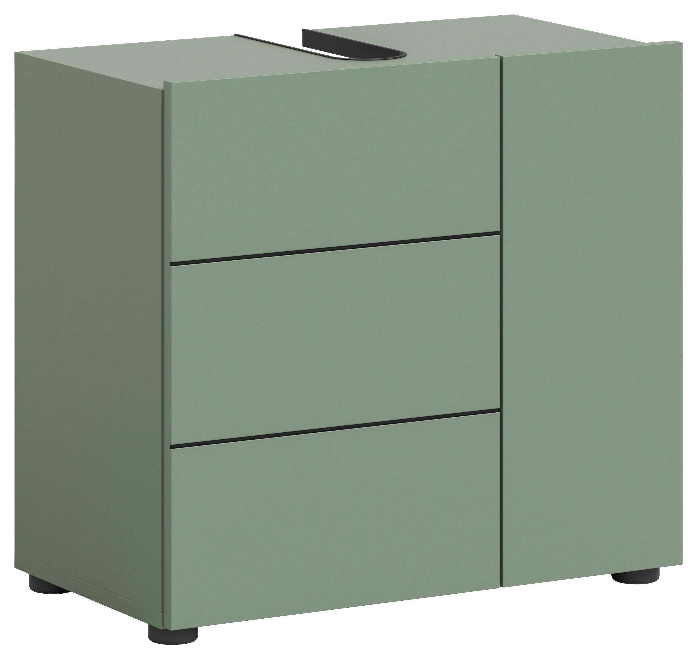 Waschbeckenunterschrank Vira ca. 60x57 cm Grün - Schwarz/Grün, MODERN, Holzwerkstoff/Kunststoff (60/57/34cm) - MID.YOU