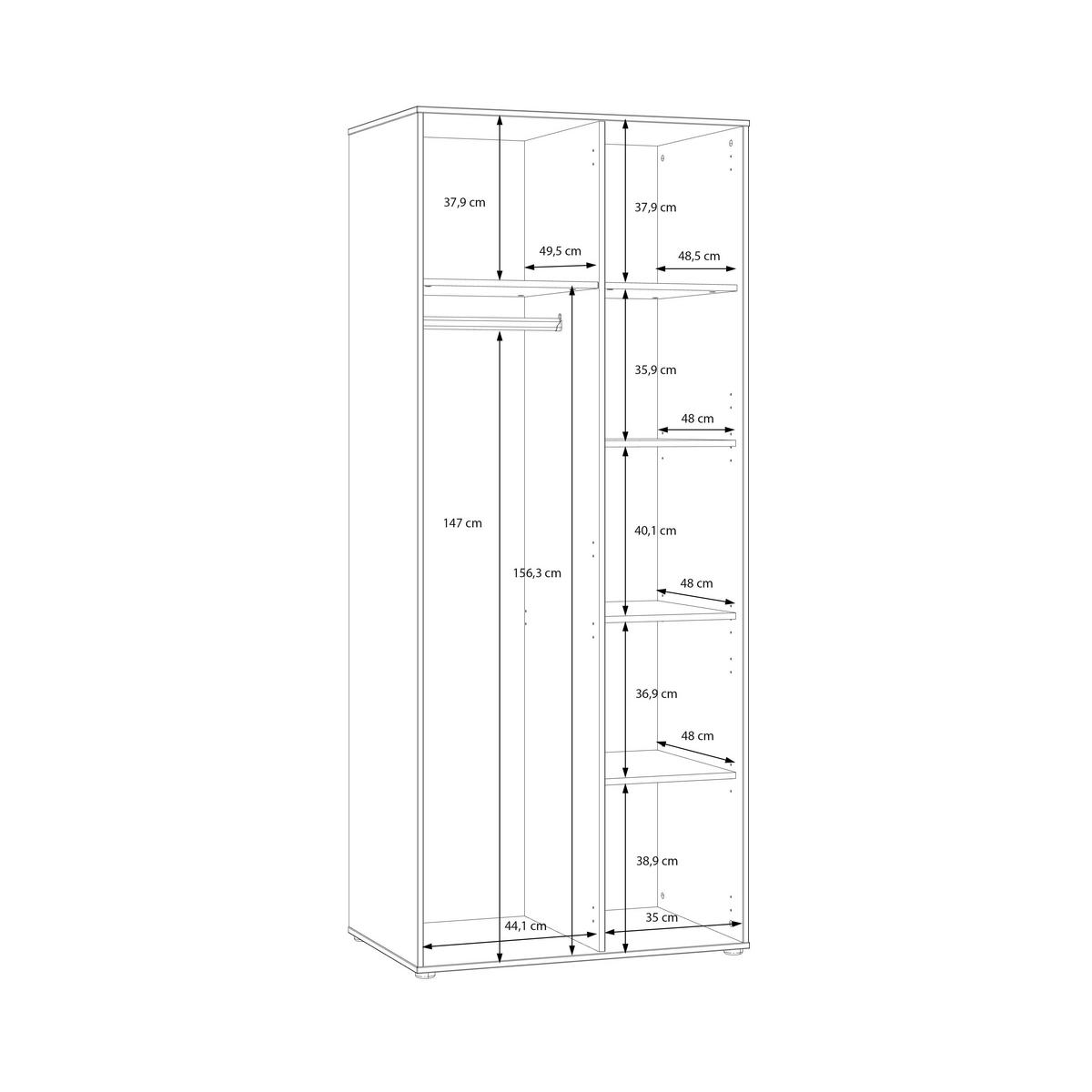 Comodă înaltă ELISTON - culoare lemn stejar/nisipiu, Natur, plastic/material pe bază de lemn (84/200,1/54cm) - Modern Living