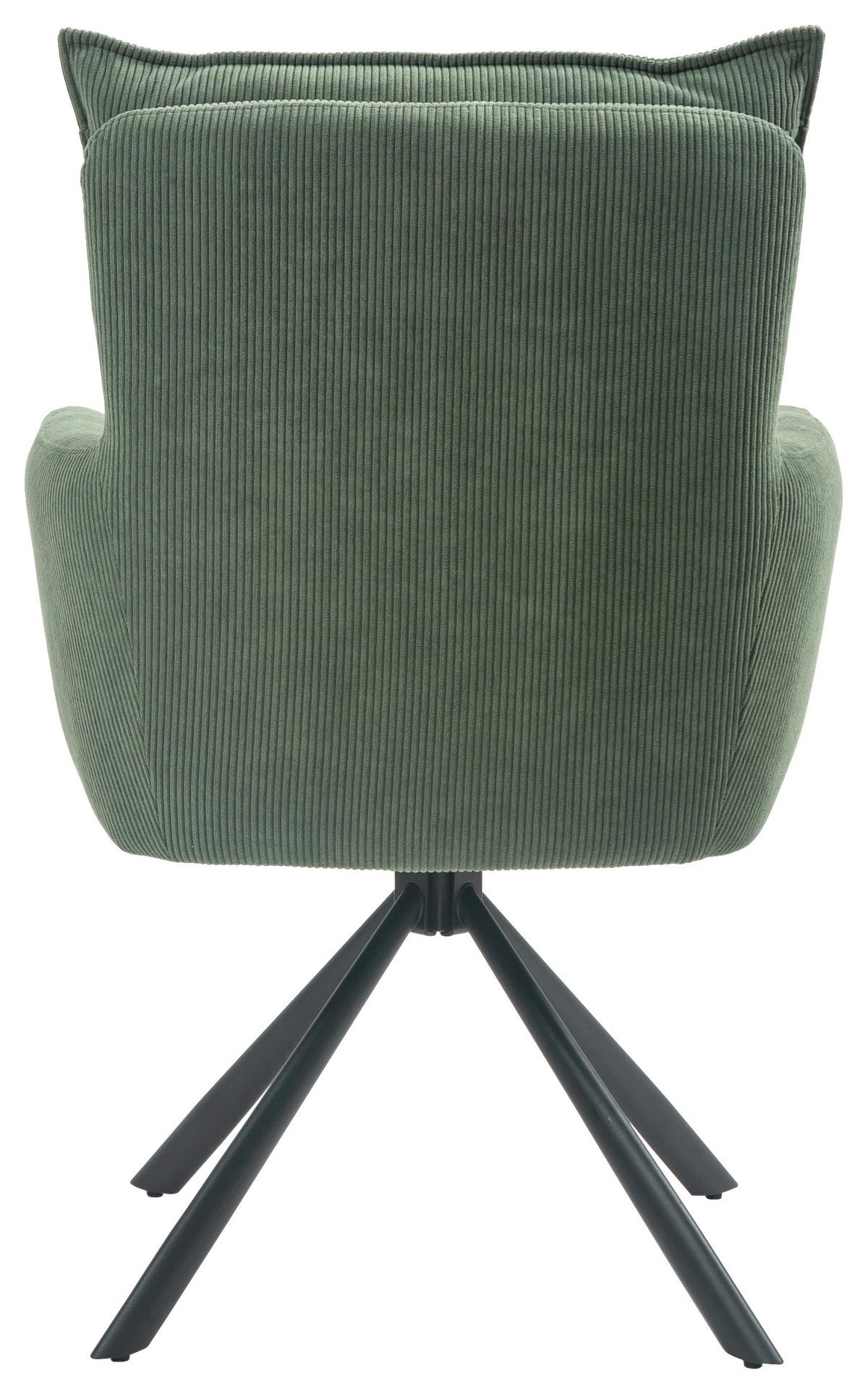 KRZESŁO Z PODŁOKIETNIKAMI POINT -EXKLUSIV- - czarny/oliwkowa zieleń, Design, metal/tkanina (60/95/67cm) - Novel