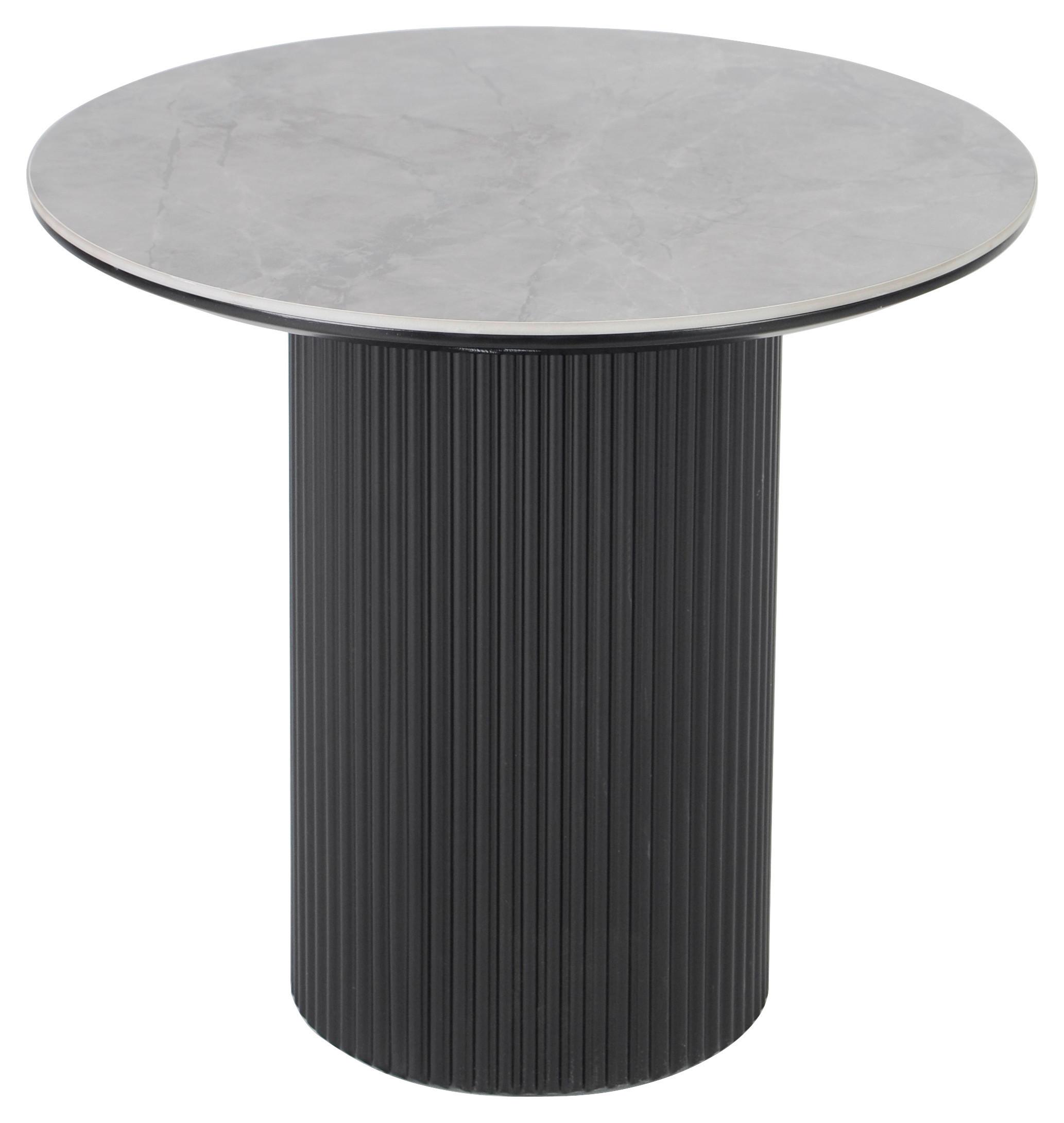 STOLIK BOCZNY GROOVE - jasnoszary/czarny, Design, materiał drewnopochodny/ceramika (50/50/45cm) - Stylife