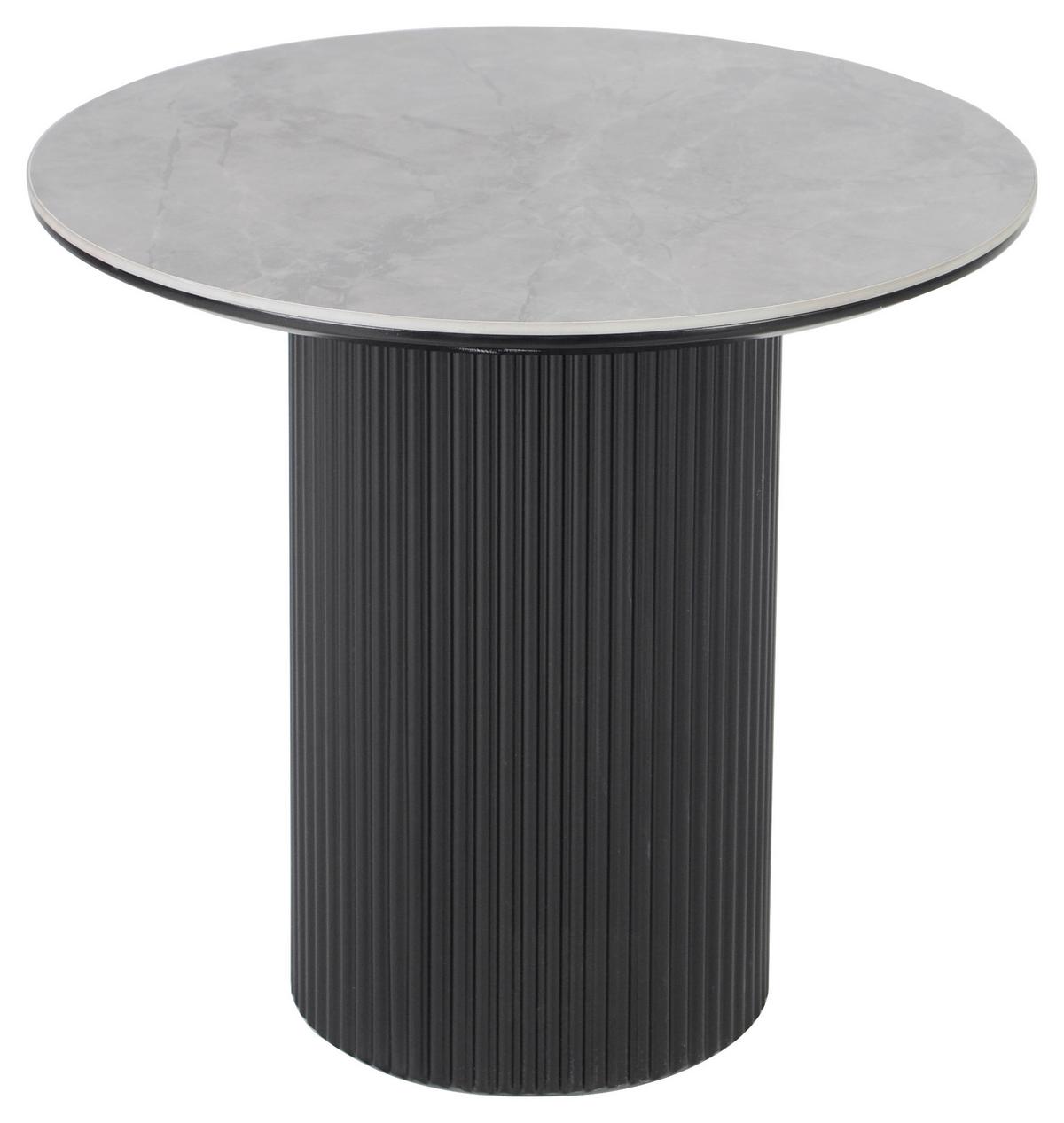 STOLIK BOCZNY GROOVE - jasnoszary/czarny, Design, materiał drewnopochodny/ceramika (50/50/45cm) - Stylife