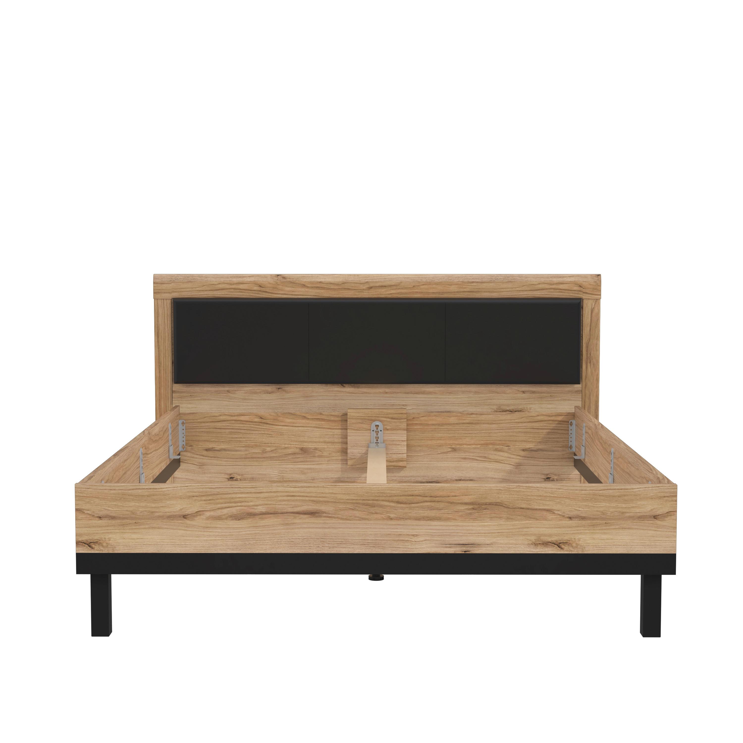 Posteljni Okvir Dalate - črna/barve hrasta, Moderno, kovina/leseni material (160/200cm) - Mömax