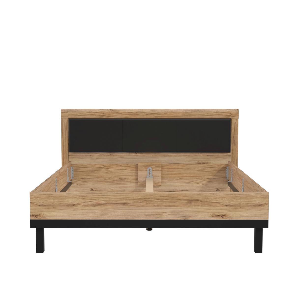 Ágykeret, Kb. 160/200cm Dalate - tölgyfa színű/fekete, Modern, faalapú anyag/fém (160/200cm)