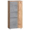 Midischrank Varese ca. 65x130 cm Hellgrau/Eiche - Eiche Wotan/Silberfarben, MODERN, Holzwerkstoff/Kunststoff (65/130/35cm) - Held