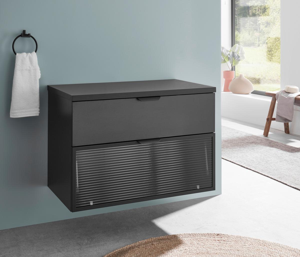 Mosdó Alatti Szekrény Diosa - fekete, Konventionell, faalapú anyag/üveg (80/55/46cm) - home24