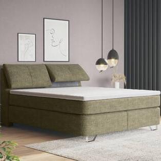 Boxspringbett Tabea Grün ca. 160x200cm - Alufarben/Grün, KONVENTIONELL, Karton/Naturmaterialien (160/200cm) - Mömax