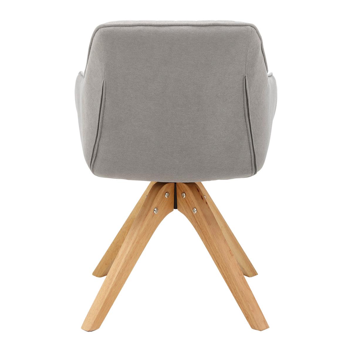 Armlehnstuhl Leonie Hellgrau Webstoff Drehbar Gepolstert - Eichefarben/Hellgrau, MODERN, Holz/Textil (60/84/61cm) - Bessagi Home