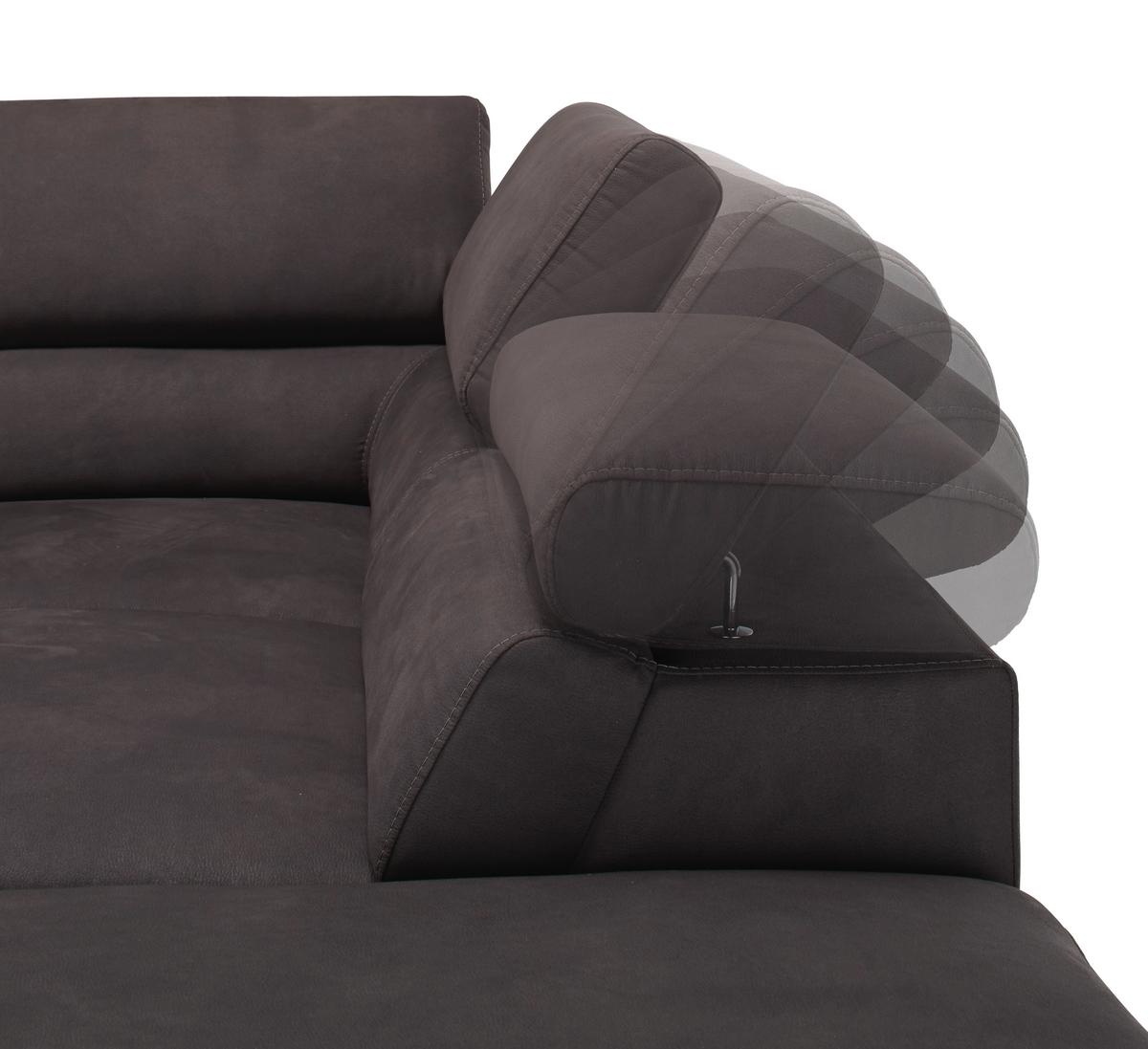 Wohnlandschaft Carmen in Platin mit Bettfunktion - Platinfarben/Chromfarben, KONVENTIONELL, Holz/Textil (292/72/226cm) - Premium Living