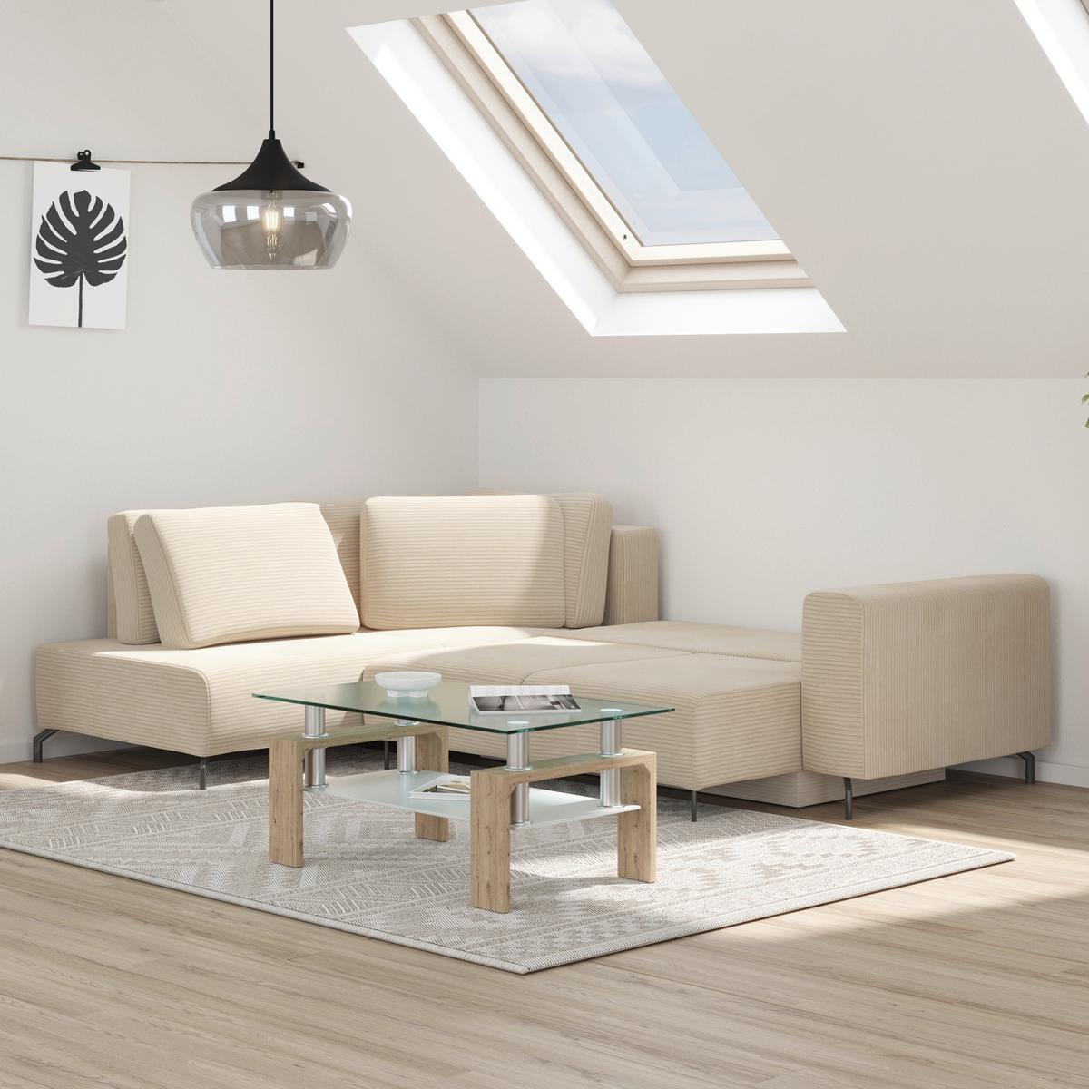 Kutna Garnitura Veni - bež/crna, Moderno, tekstil (210/272cm) - Modern Living