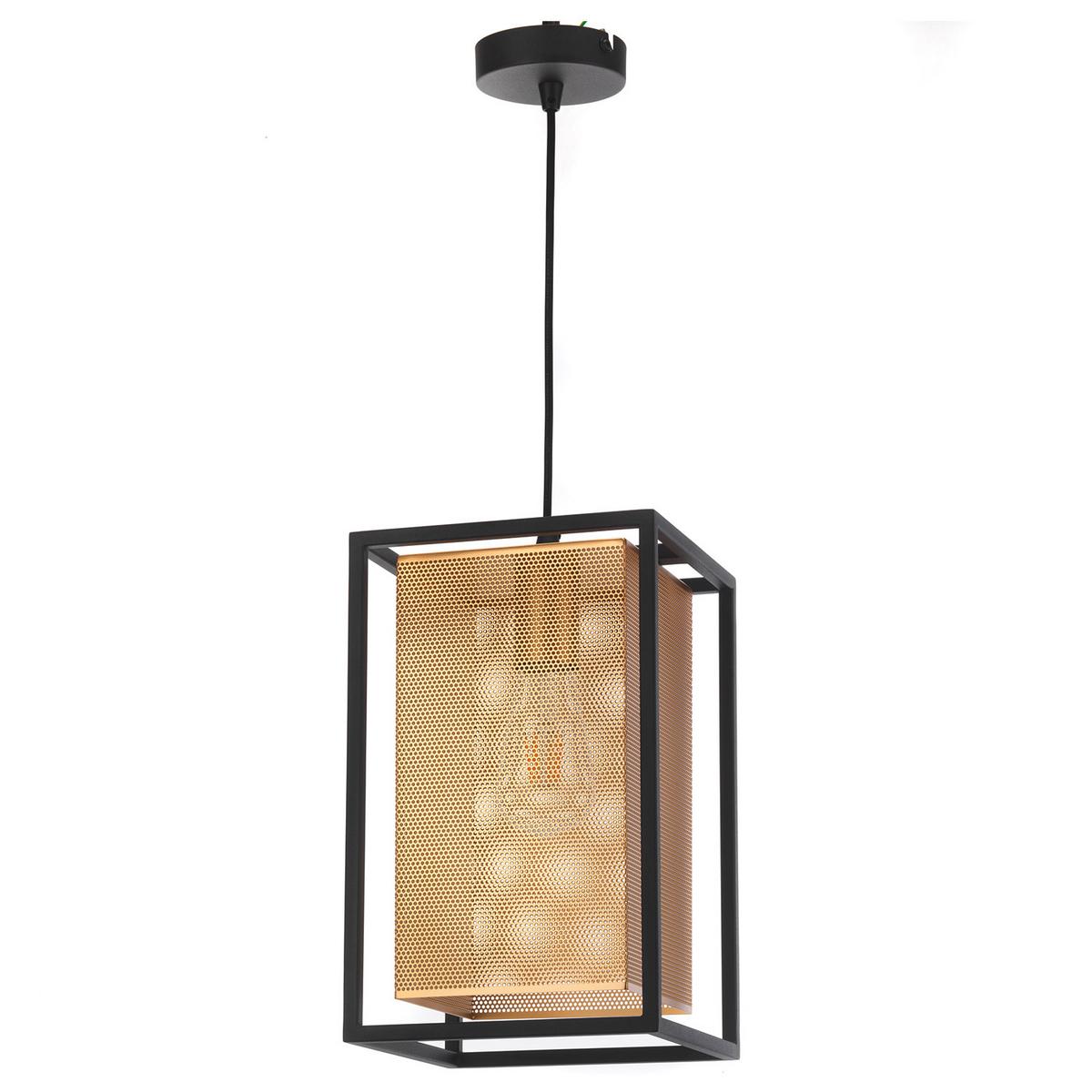 Hängeleuchte Malik Schwarz/Gold max. 22 Watt - Goldfarben/Schwarz, Design, Metall (20/20/110cm)