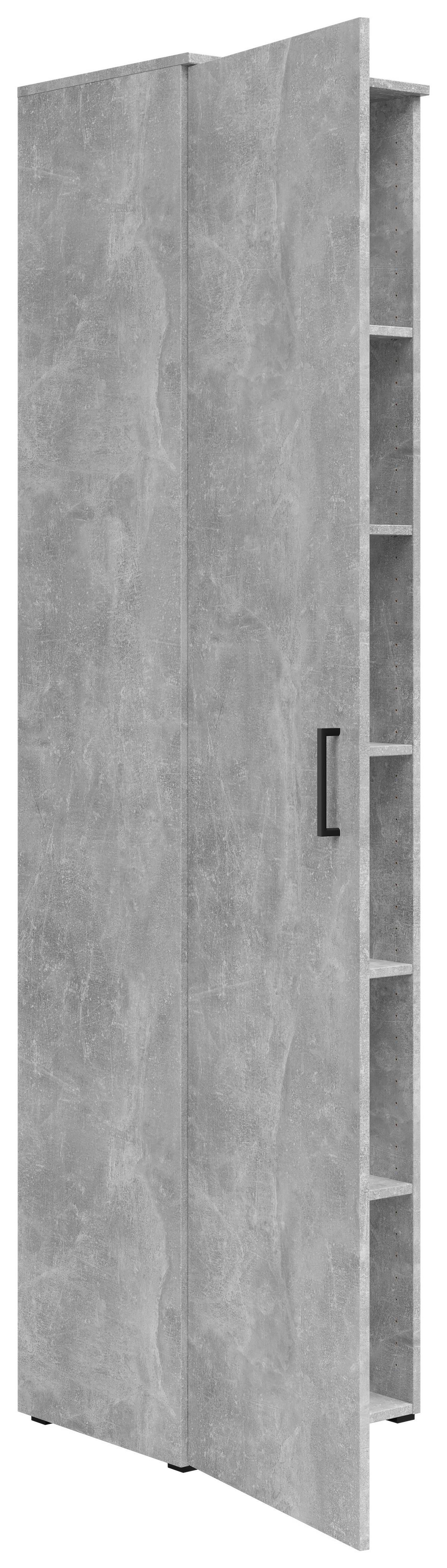 Schrank Multistauraum Betonoptik - Schwarz/Grau, MODERN, Holzwerkstoff/Kunststoff (45/195/40cm) - Mömax