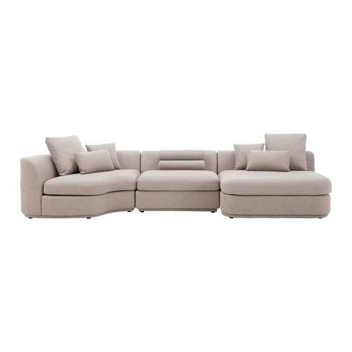 Wohnlandschaft U-form, beige, grau, "Anna" - Weiss/Beige, Modern, Holz/Kunststoff (360/71/134cm) - Bessagi Home