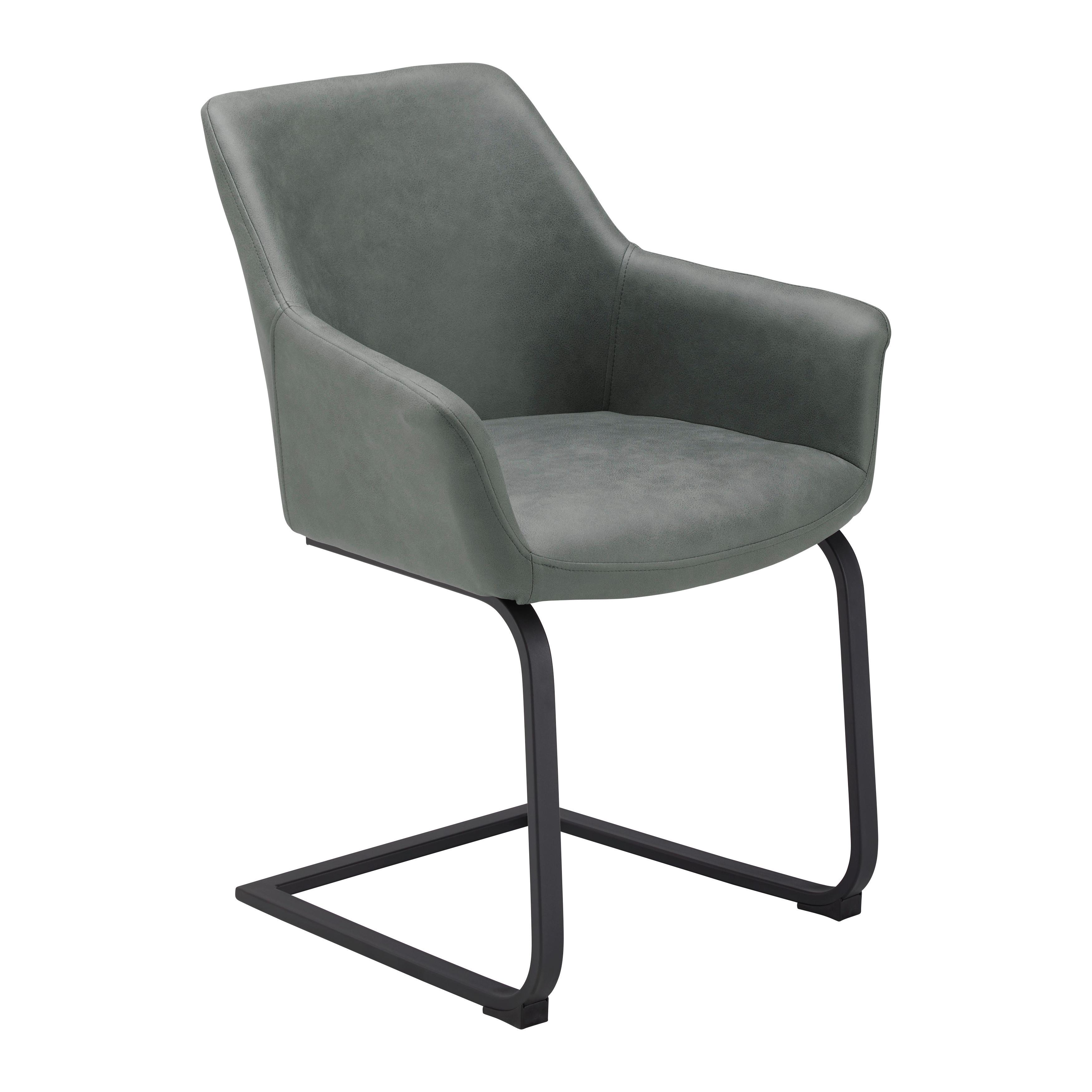 Schwingstuhl Pria Grün Mikrofaser Gepolstert - Schwarz/Grün, MODERN, Holz/Textil (61/85/62cm) - Bessagi Home