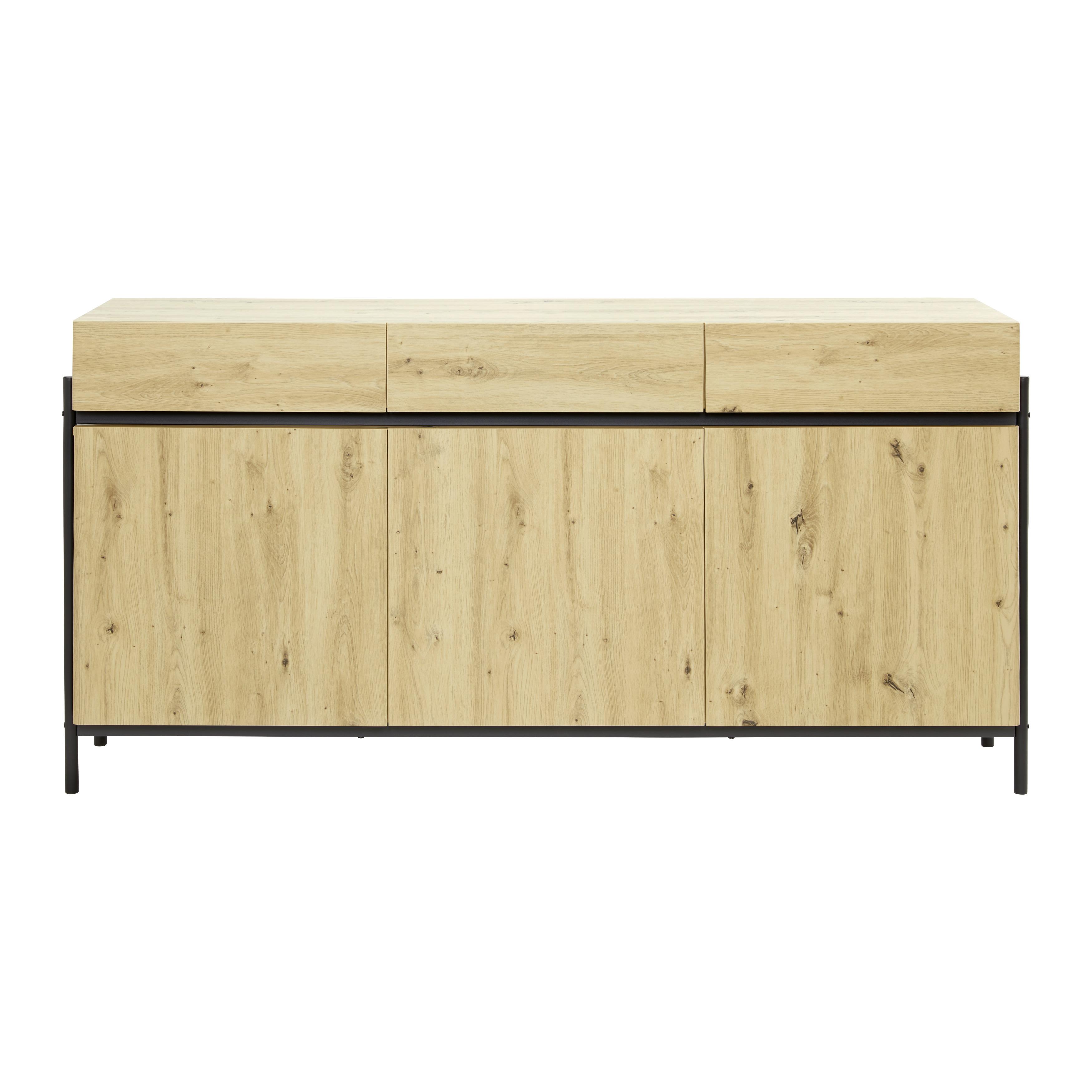 SIDEBOARD "Jasmina", eichefarben/schwarz - Eichefarben/Schwarz, MODERN, Holz/Metall (175/41,5/90cm) - Bessagi Home