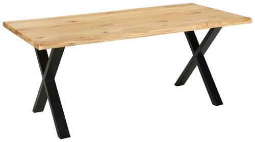 Esstisch in Wildeiche - Wildeiche/Schwarz, Natur, Holz/Metall (180/90/75cm) - Zandiara