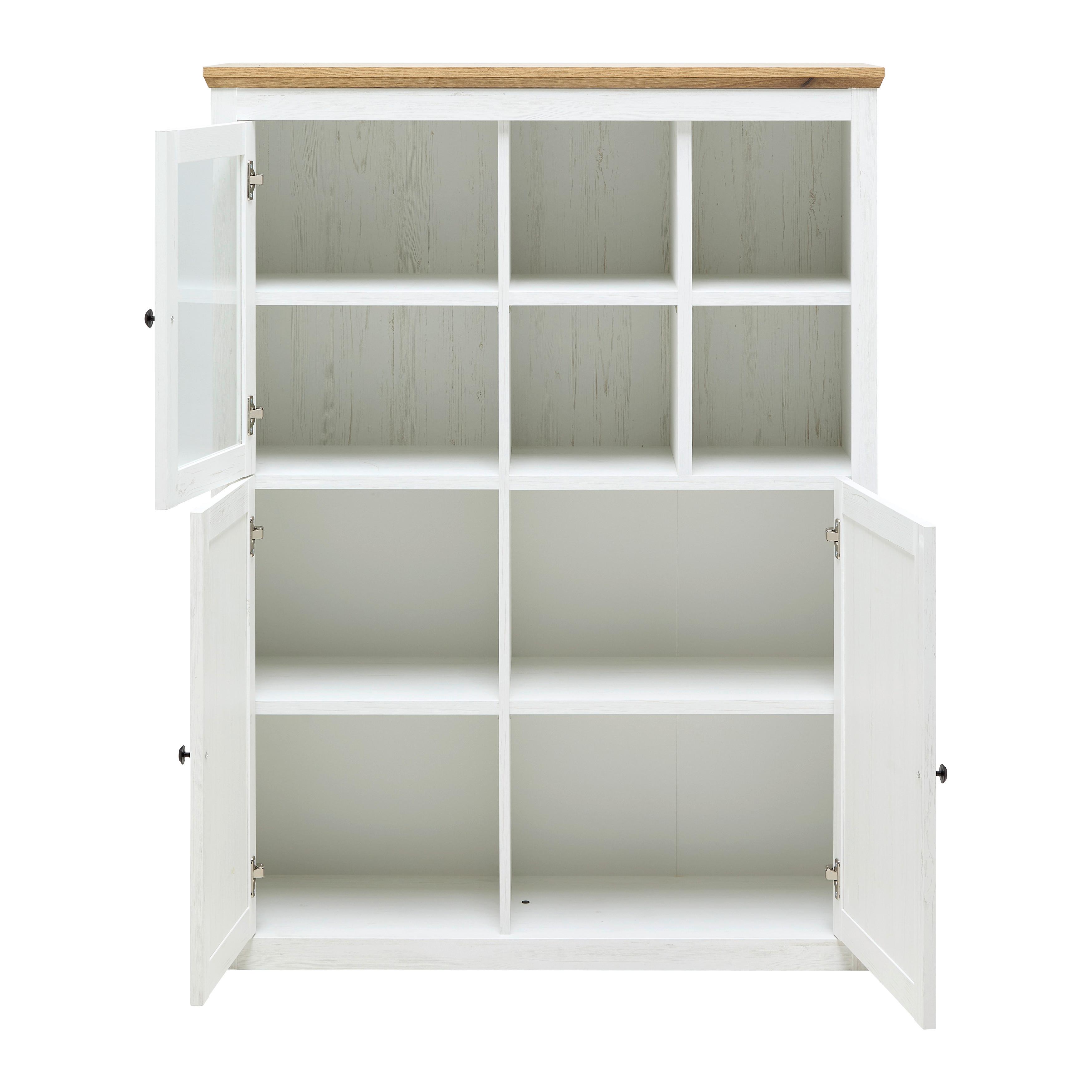 HÖG BYRÅ KORSIKA -EXKLUSIV- - vit/svart, Romantik / Lanthus, metall/trämaterial (105,5/140/43cm) - Mömax