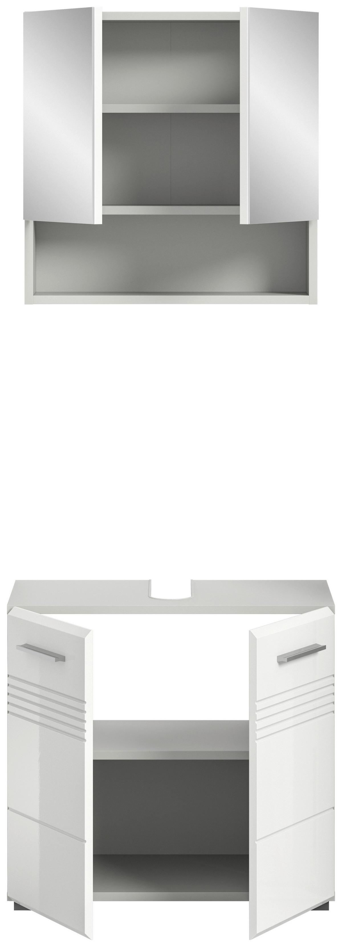Badezimmer-Set COPA 2-teilig , Grau/Weiß Hochglanz - Chromfarben/Weiß Hochglanz, MODERN, Holzwerkstoff/Kunststoff (60cm) - MID.YOU