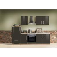 Menke Küchenblock Premium Dunkelbraun/Eiche ca. 270 cm - Dunkelbraun/Silberfarben, KONVENTIONELL, Holzwerkstoff/Metall (270cm) - Menke