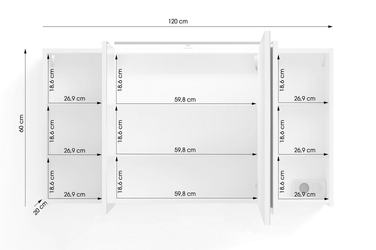 Spiegelschrank Spree Weiß - MODERN, Glas/Holzwerkstoff (120/60/20cm) - MID.YOU