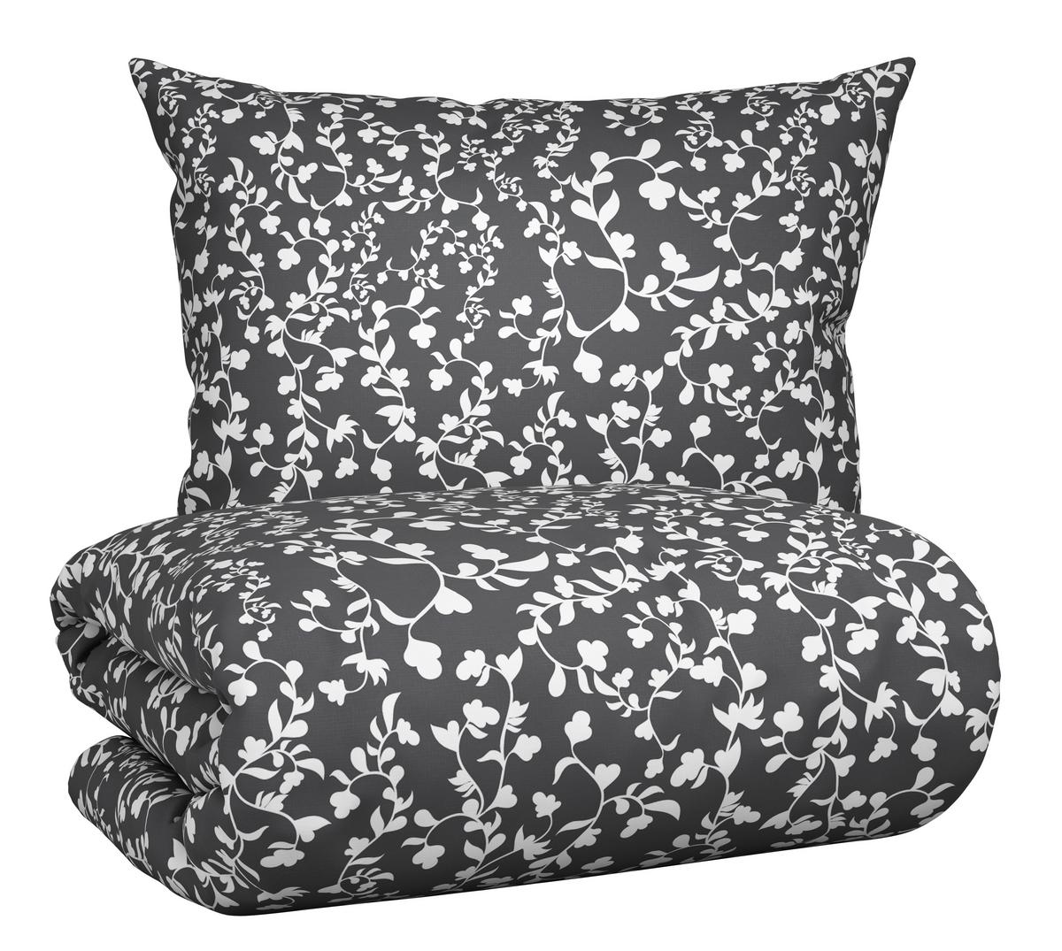 Bettwäsche Bio-Anna Design Weiß/Graphit ca. 140x200cm - Graphitfarben/Weiß, Natur, Textil (140/200cm) - ecoTree