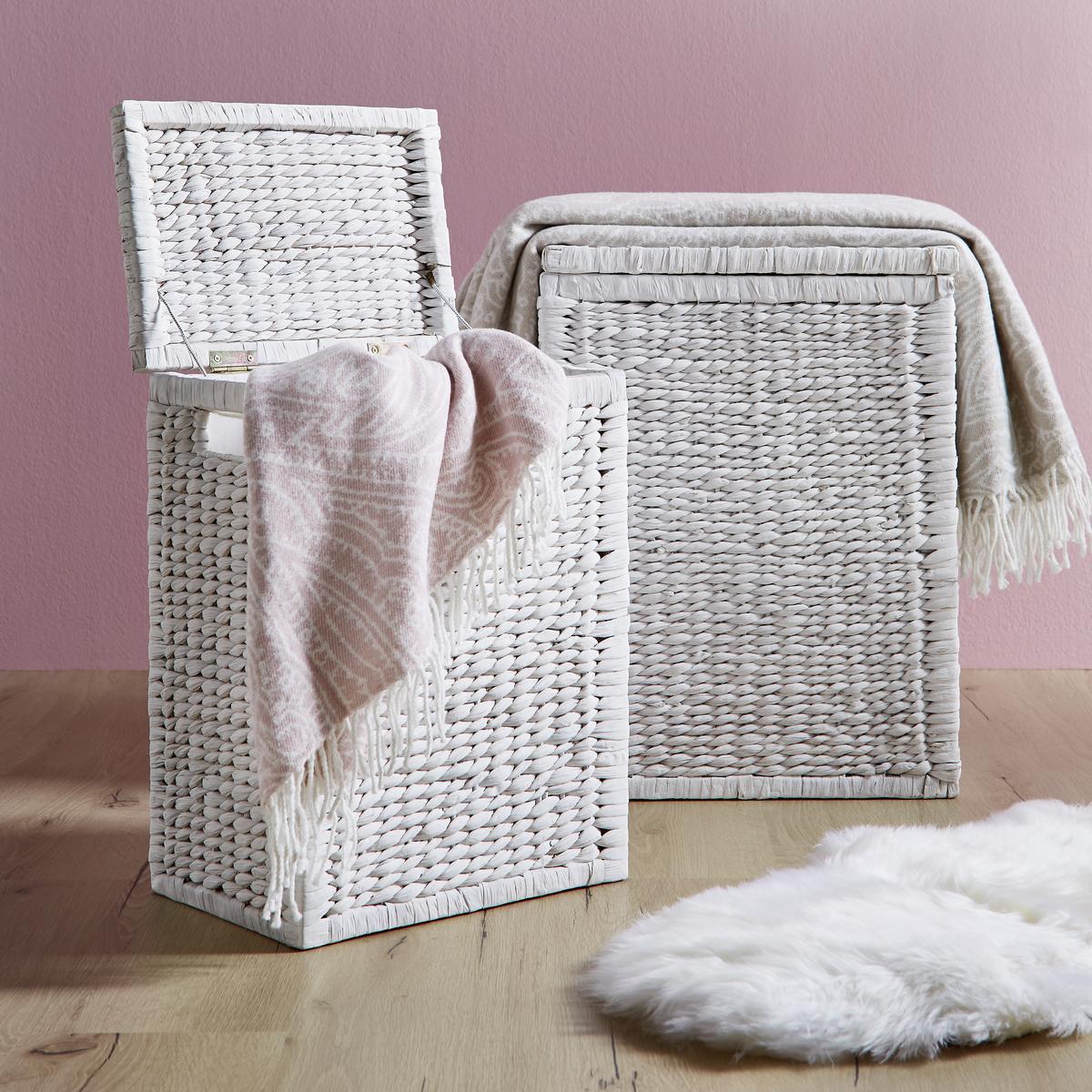 Ruháskosár Tobi - fehér, Romantik / Landhaus, természetes anyagok/fa (44/58/32cm) - Zandiara
