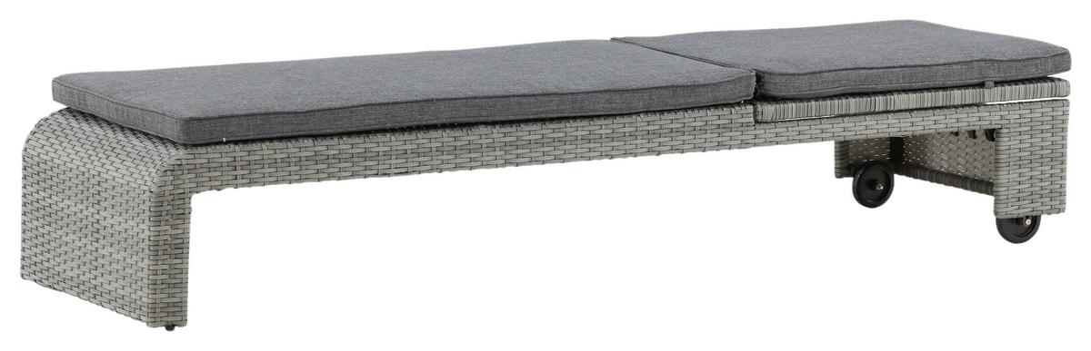 Sonnenliege London ca. 60x32x196 cm Grau - Grau, KONVENTIONELL, Kunststoff/Textil (60/32/196cm) - Gardenson