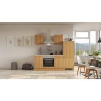 Küchenblock Nano mit Geräten ca. 220 cm Buchefarben - Edelstahlfarben/Beige, MODERN, Holzwerkstoff/Kunststoff (220cm) - FlexWell
