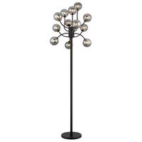 LED-STEHLEUCHTE 56133-12S RIHA - Schwarz, Design, Glas/Kunststoff (62/200cm) - Globo
