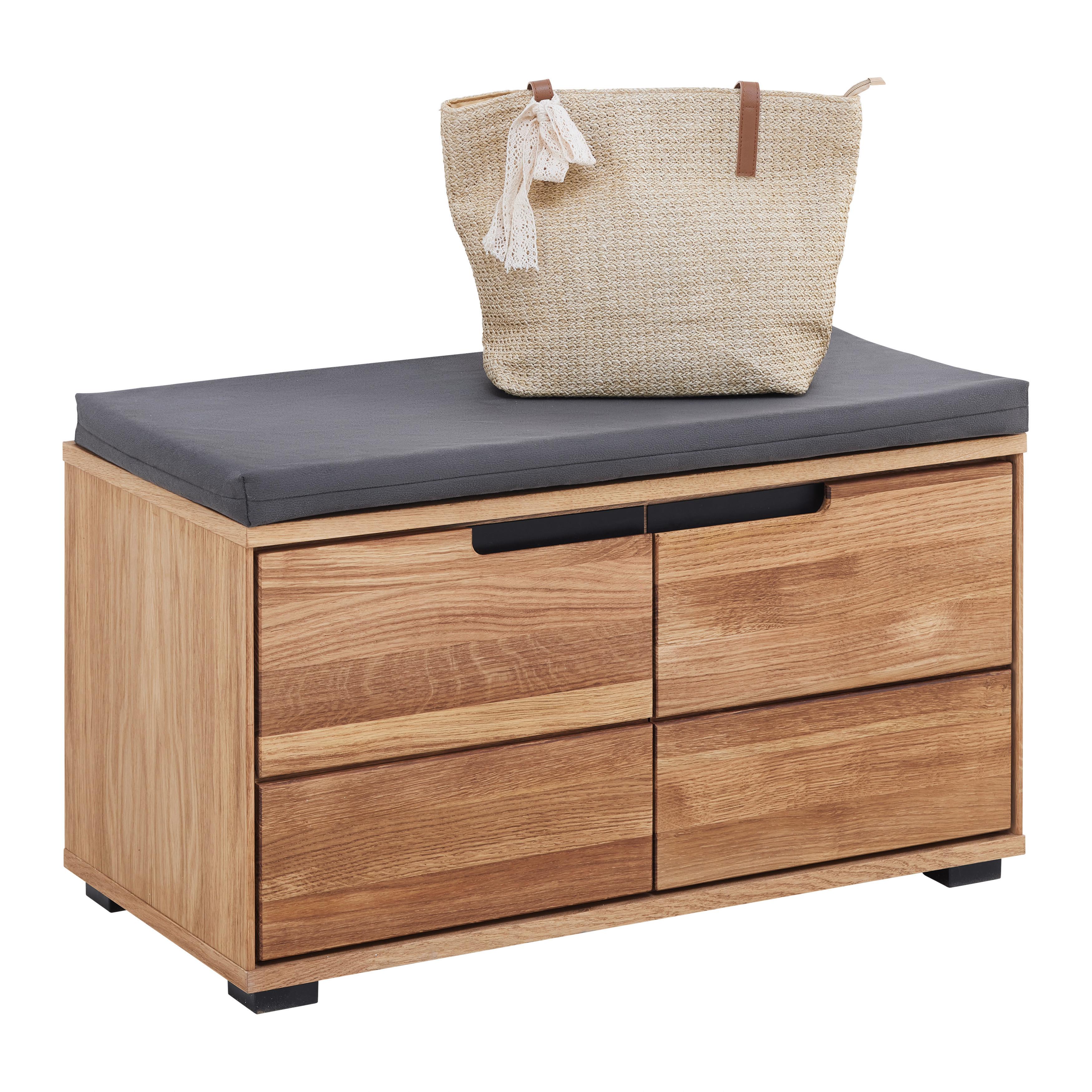 Garderobenbank Lola in Wildeiche - Wildeiche/Schwarz, Lifestyle, Holz/Holzwerkstoff (80/47/40cm) - ecoTree