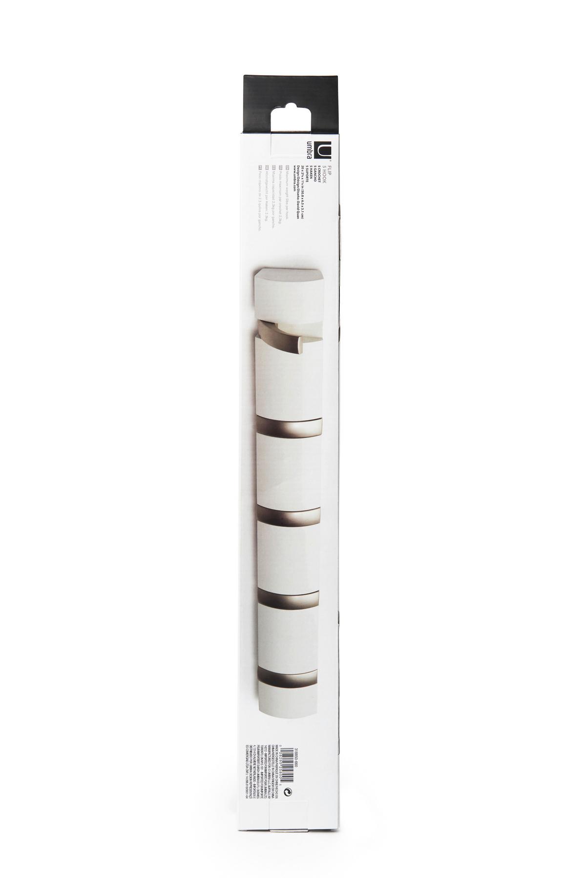 WIESZAK ŚCIENNY 318850-660 - biały/kolor niklowy, Basics, metal/drewno (51/6/3cm) - Umbra