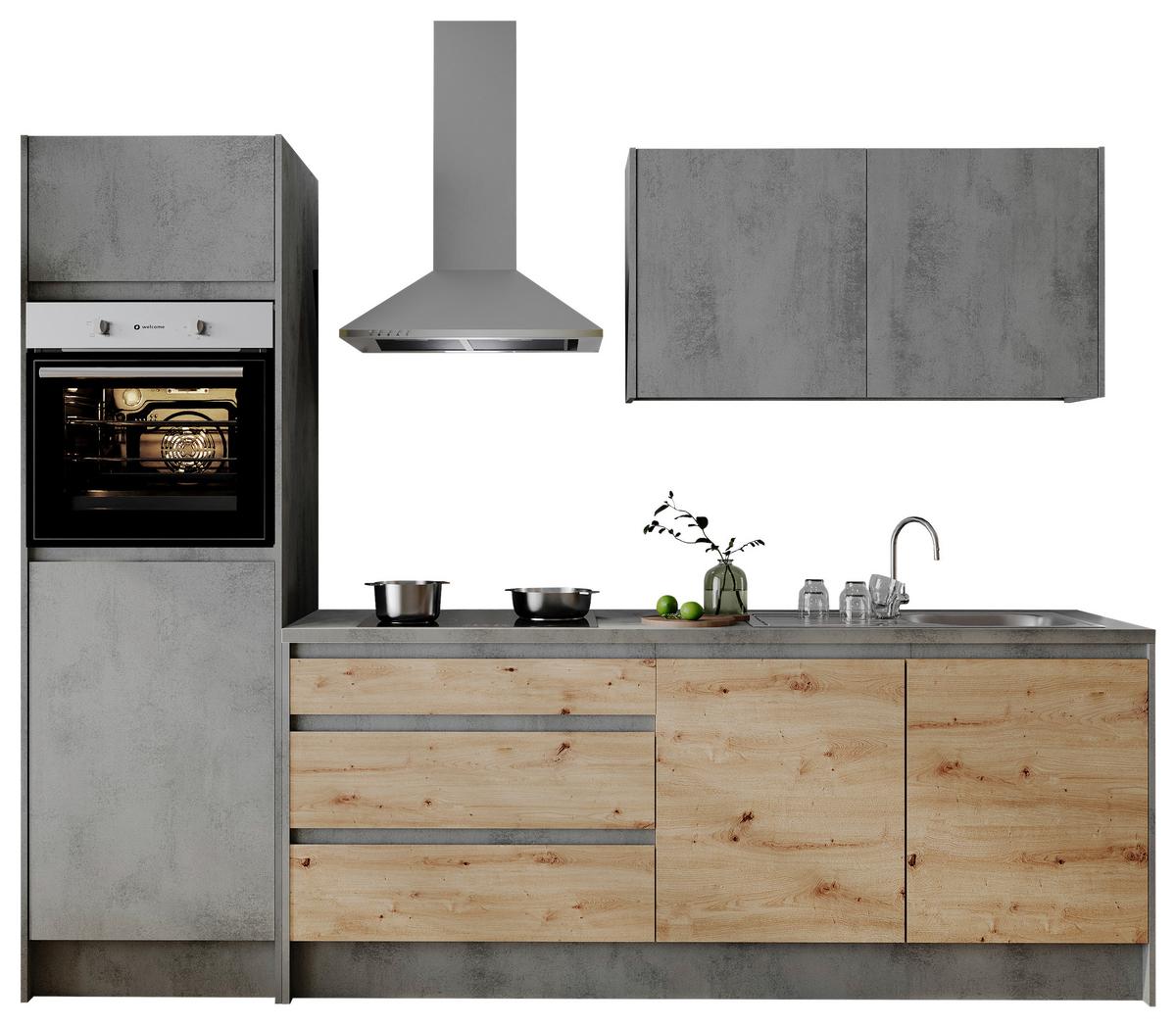 Konyhablokk Gépek Nélkül Troja Zb 273 Chrom-F - Artisan tölgy/antracit, Design, faalapú anyag (273cm)