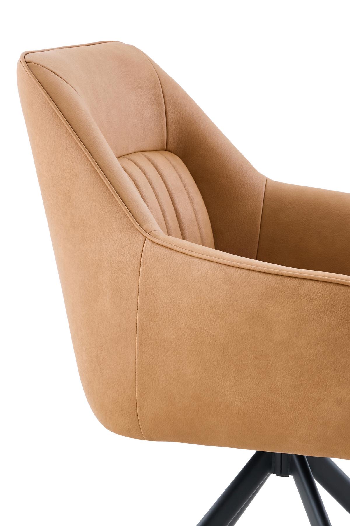 ARMLEHNSTUHL-SET POLINA S 2ER-SET - Cognac/Schwarz, MODERN, Textil/Metall (62/92/68cm) - MID.YOU