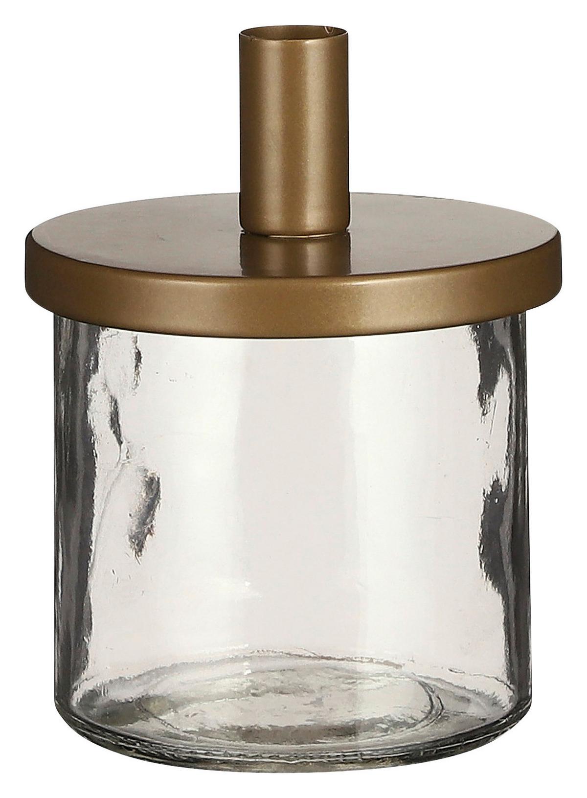 Gyertyatartó Elena - aranyszínű, Romantik / Landhaus, Üveg/fém (10,5/14cm)