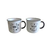 Tassenset Dogs Schwarz/Weiß 2-teilig - Schwarz/Weiß, KONVENTIONELL, Keramik (9,8/9,2cm) - Mömax
