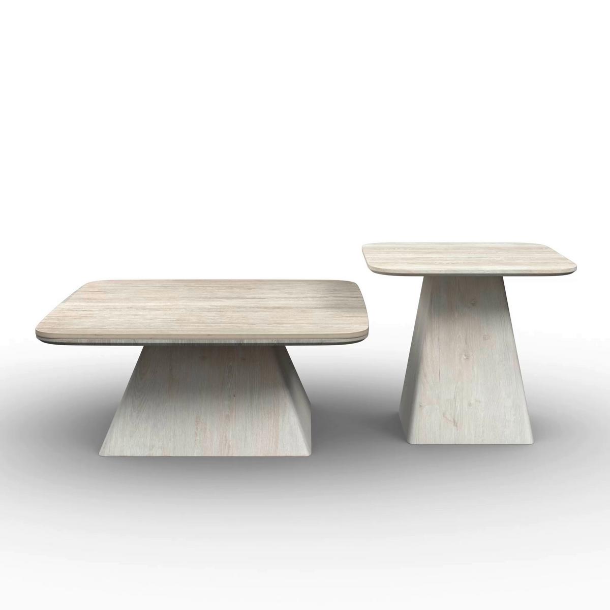 Couchtisch Thiago Creme 2-er Set MDF/Stein - Creme, MODERN, Holzwerkstoff/Stein - Bessagi Home