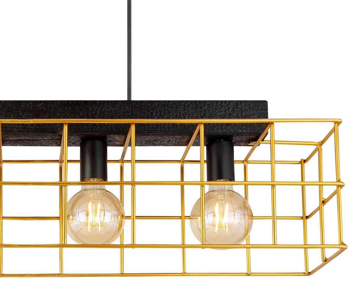 Viseća Svjetiljka Zlatna Boja - zlatne boje/crna, Design, drvo/metal (90/20/150cm) - Globo