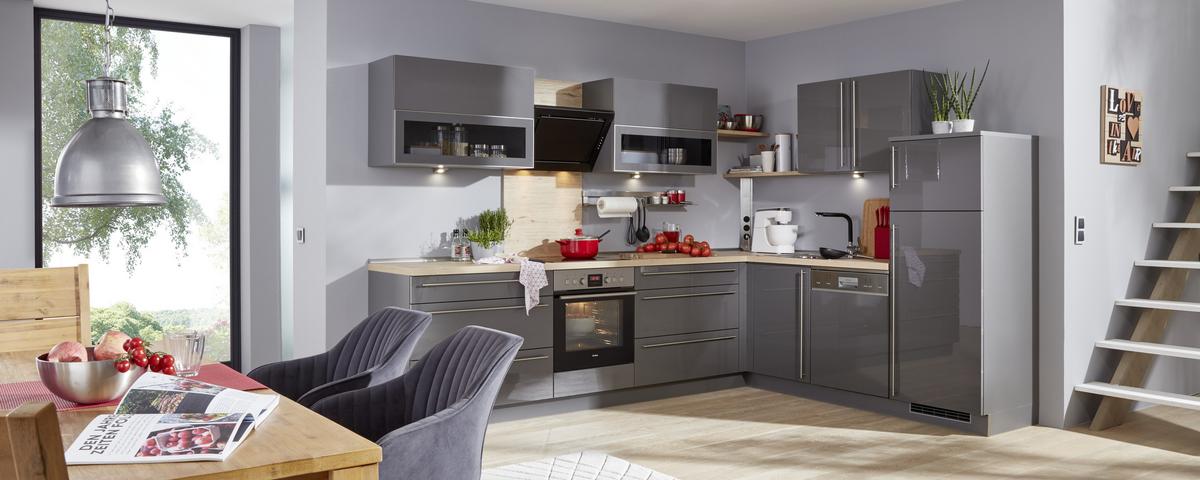 Eckküche Nolte Lux Grau - Grau, KONVENTIONELL (235/305cm) - Nolte Küchen