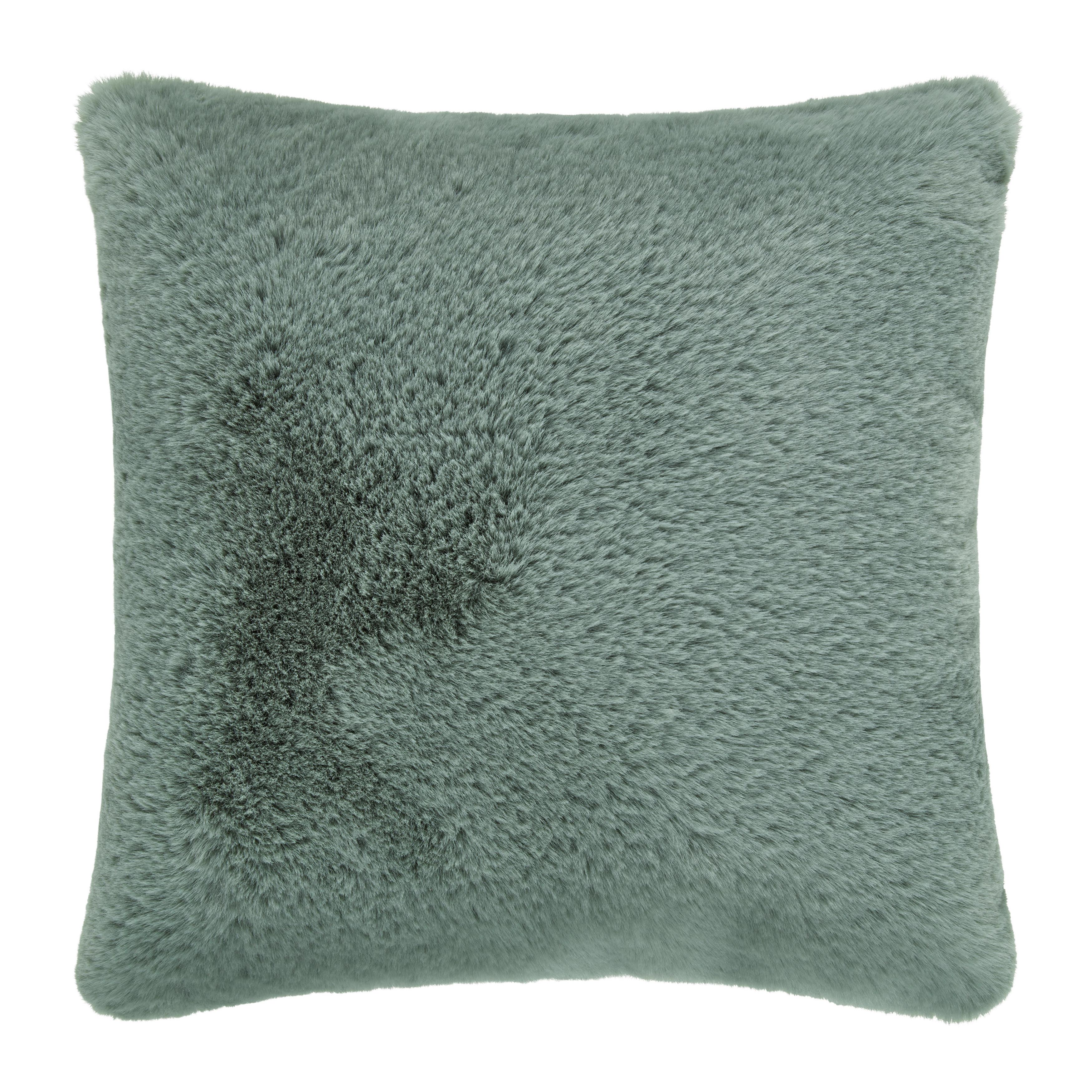 Műszőrme Díszpárna Liz 45/45 - jadezöld, Modern, textil (45/45cm) - Premium Living
