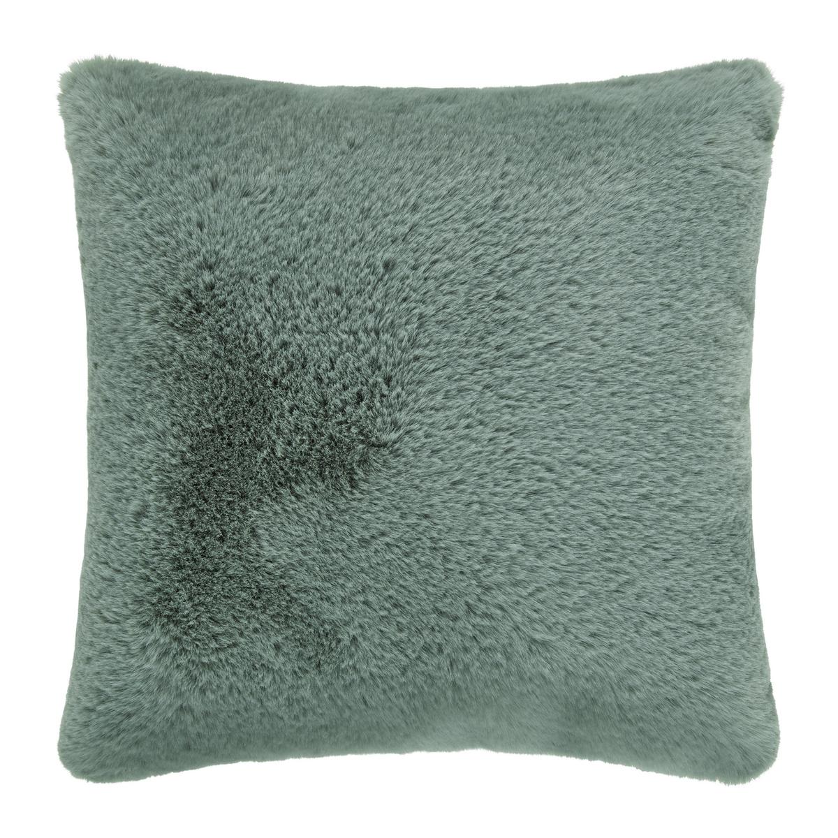 Műszőrme Díszpárna Liz 45/45 - jadezöld, Modern, textil (45/45cm) - Premium Living